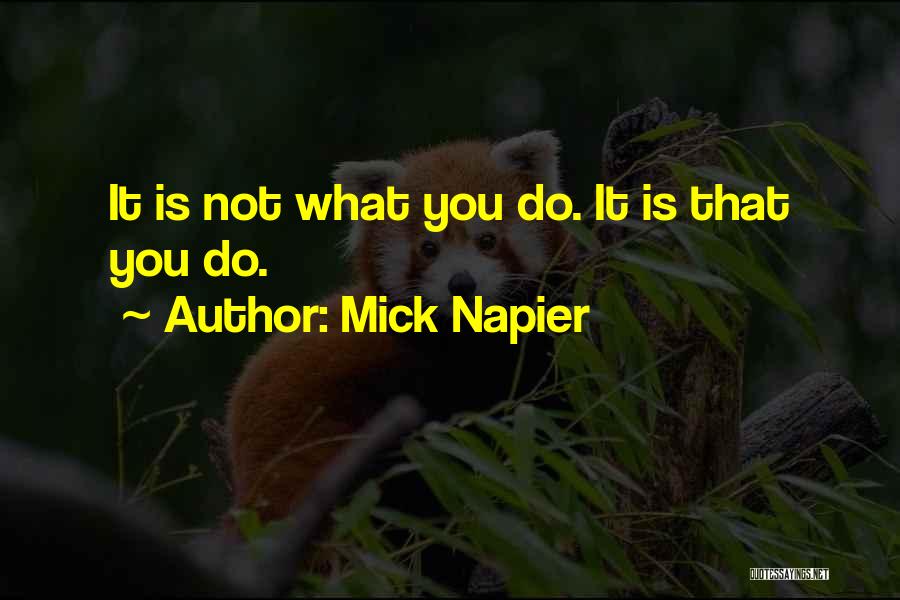 Mick Napier Quotes: It Is Not What You Do. It Is That You Do.