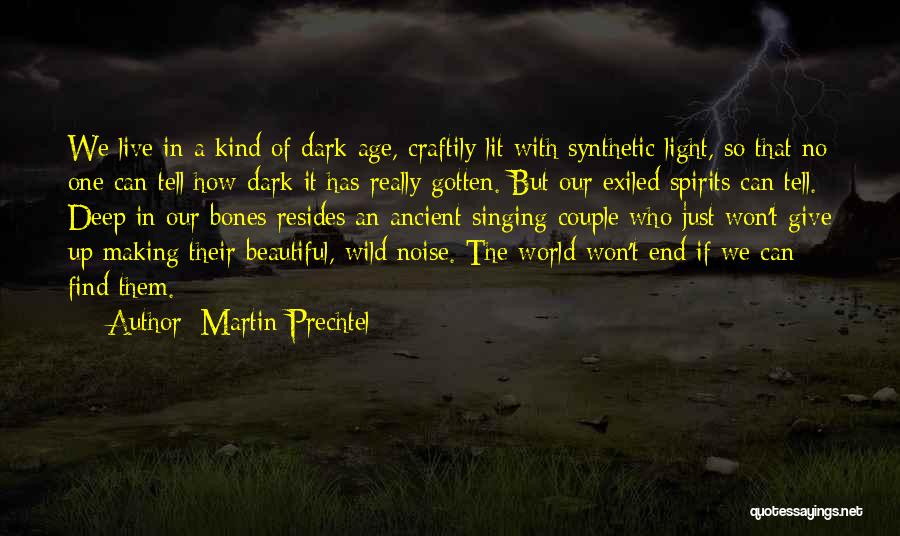 Martin Prechtel Quotes: We Live In A Kind Of Dark Age, Craftily Lit With Synthetic Light, So That No One Can Tell How