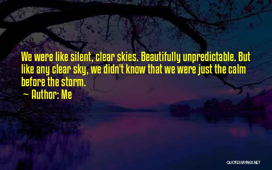 Me Quotes: We Were Like Silent, Clear Skies. Beautifully Unpredictable. But Like Any Clear Sky, We Didn't Know That We Were Just