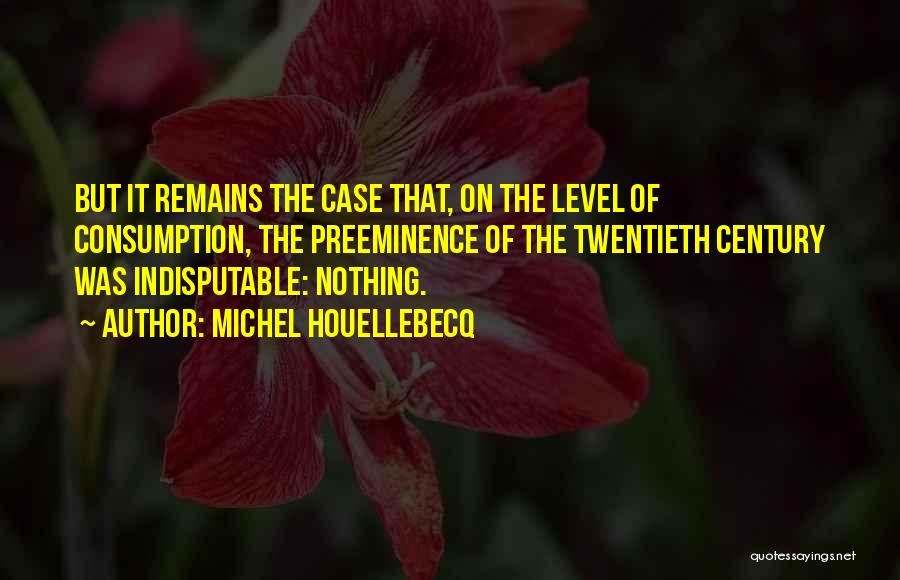 Michel Houellebecq Quotes: But It Remains The Case That, On The Level Of Consumption, The Preeminence Of The Twentieth Century Was Indisputable: Nothing.