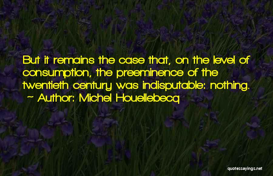 Michel Houellebecq Quotes: But It Remains The Case That, On The Level Of Consumption, The Preeminence Of The Twentieth Century Was Indisputable: Nothing.