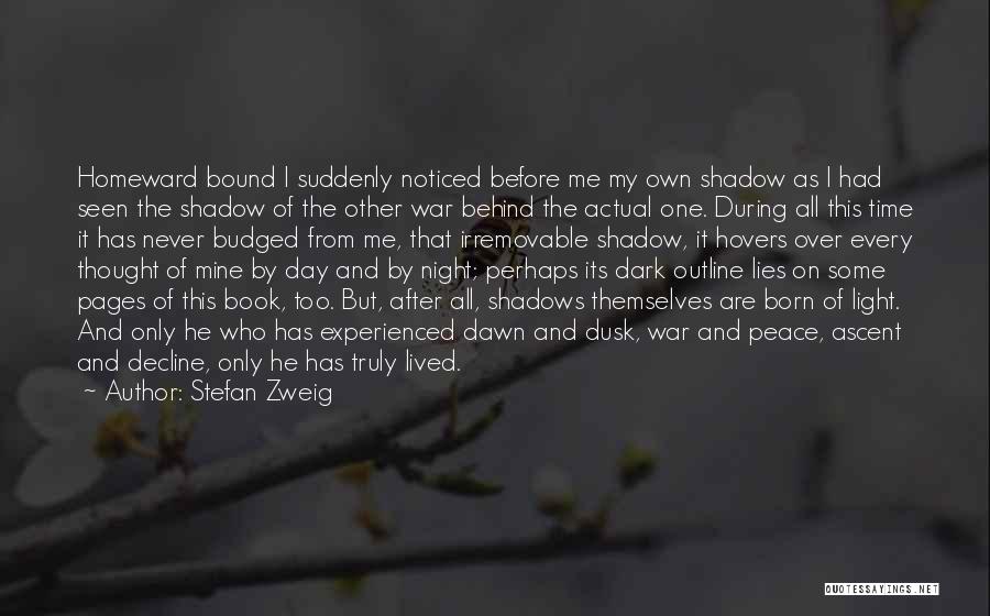 Stefan Zweig Quotes: Homeward Bound I Suddenly Noticed Before Me My Own Shadow As I Had Seen The Shadow Of The Other War