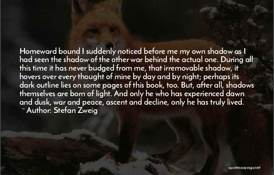 Stefan Zweig Quotes: Homeward Bound I Suddenly Noticed Before Me My Own Shadow As I Had Seen The Shadow Of The Other War
