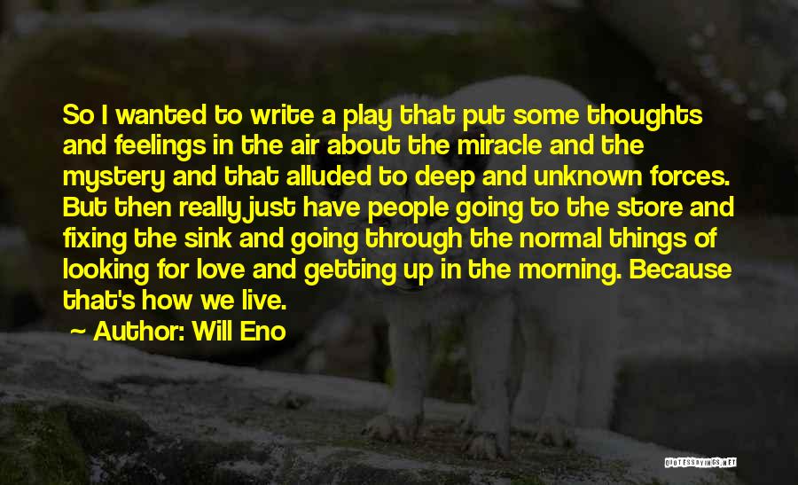 Will Eno Quotes: So I Wanted To Write A Play That Put Some Thoughts And Feelings In The Air About The Miracle And