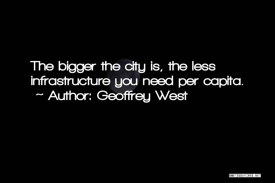 Geoffrey West Quotes: The Bigger The City Is, The Less Infrastructure You Need Per Capita.