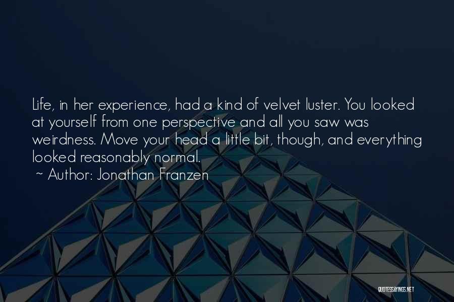 Jonathan Franzen Quotes: Life, In Her Experience, Had A Kind Of Velvet Luster. You Looked At Yourself From One Perspective And All You