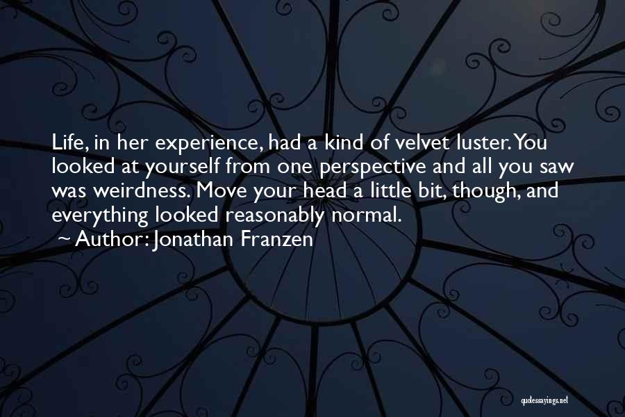 Jonathan Franzen Quotes: Life, In Her Experience, Had A Kind Of Velvet Luster. You Looked At Yourself From One Perspective And All You