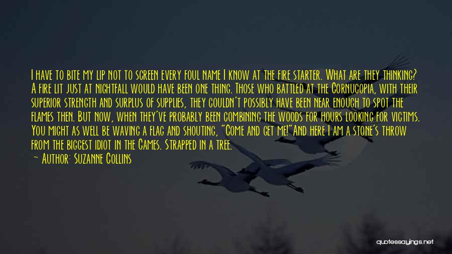 Suzanne Collins Quotes: I Have To Bite My Lip Not To Screen Every Foul Name I Know At The Fire Starter. What Are