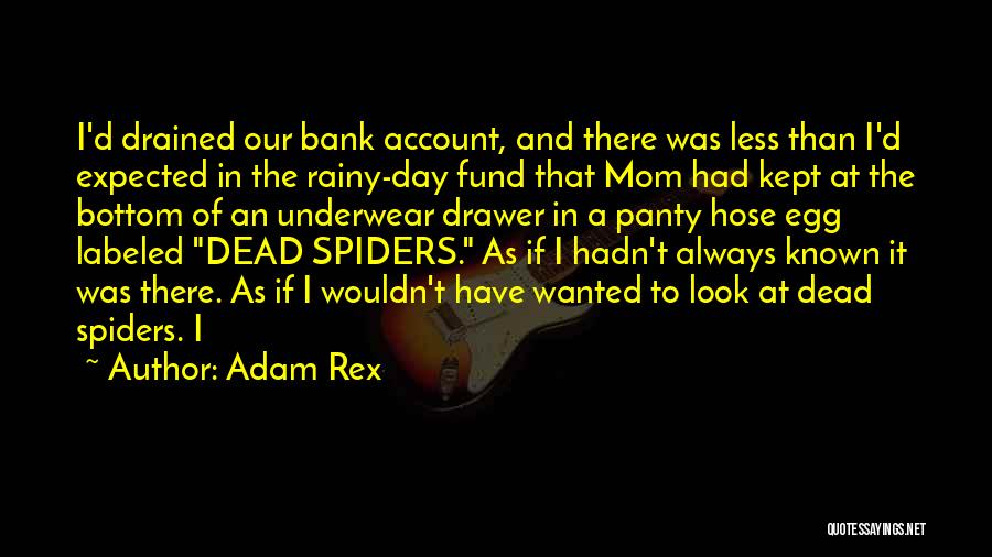 Adam Rex Quotes: I'd Drained Our Bank Account, And There Was Less Than I'd Expected In The Rainy-day Fund That Mom Had Kept