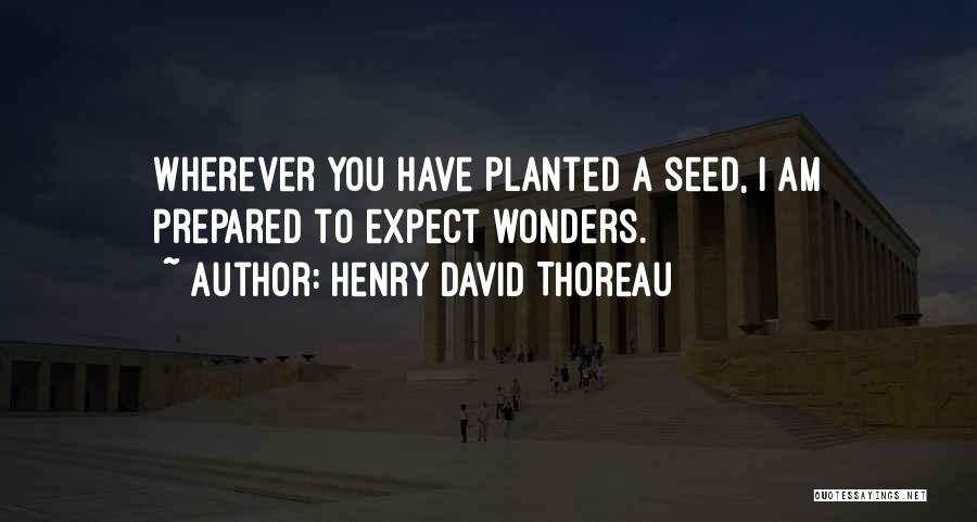 Henry David Thoreau Quotes: Wherever You Have Planted A Seed, I Am Prepared To Expect Wonders.