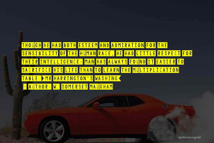 W. Somerset Maugham Quotes: Though He Had Both Esteem And Admiration For The Sensibility Of The Human Race, He Had Little Respect For Their