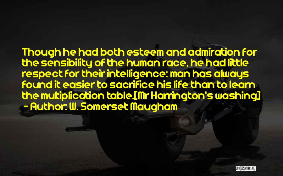 W. Somerset Maugham Quotes: Though He Had Both Esteem And Admiration For The Sensibility Of The Human Race, He Had Little Respect For Their