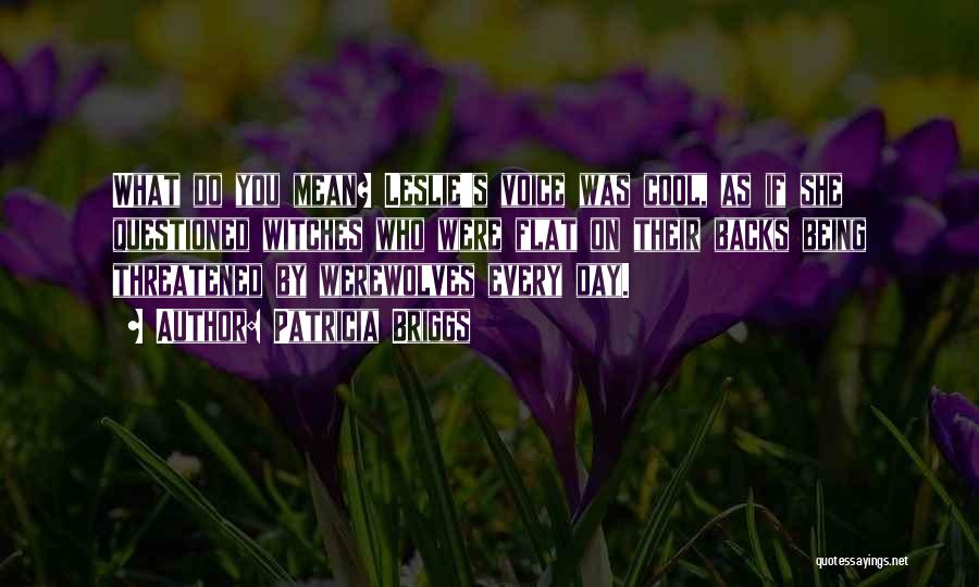 Patricia Briggs Quotes: What Do You Mean? Leslie's Voice Was Cool, As If She Questioned Witches Who Were Flat On Their Backs Being