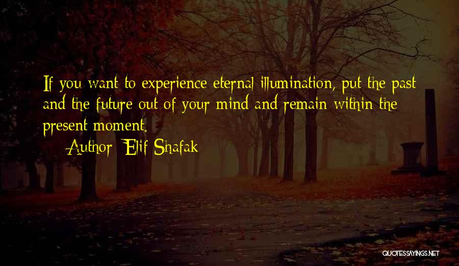 Elif Shafak Quotes: If You Want To Experience Eternal Illumination, Put The Past And The Future Out Of Your Mind And Remain Within