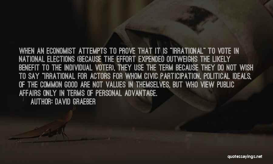 David Graeber Quotes: When An Economist Attempts To Prove That It Is Irrational To Vote In National Elections (because The Effort Expended Outweighs