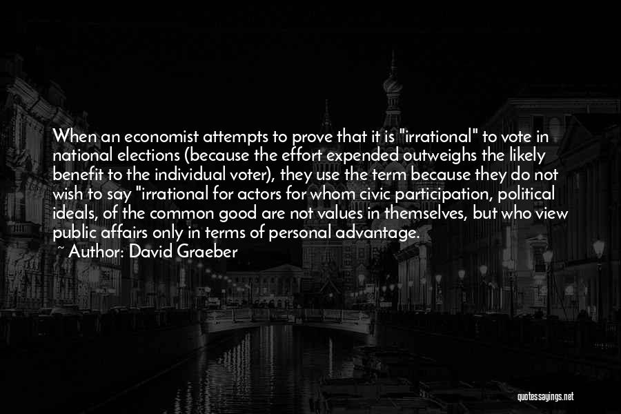 David Graeber Quotes: When An Economist Attempts To Prove That It Is Irrational To Vote In National Elections (because The Effort Expended Outweighs