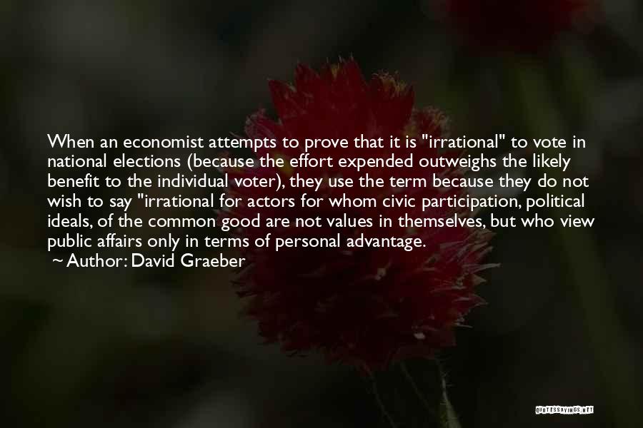 David Graeber Quotes: When An Economist Attempts To Prove That It Is Irrational To Vote In National Elections (because The Effort Expended Outweighs
