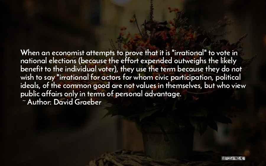 David Graeber Quotes: When An Economist Attempts To Prove That It Is Irrational To Vote In National Elections (because The Effort Expended Outweighs