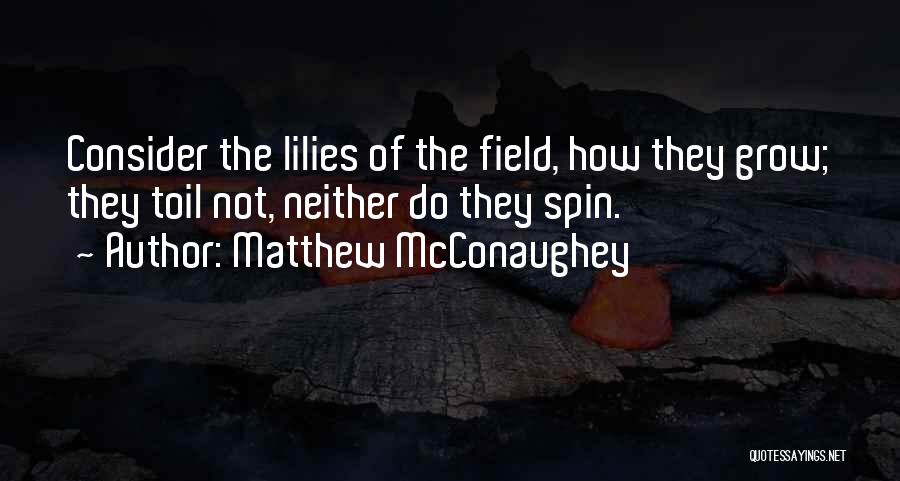 Matthew McConaughey Quotes: Consider The Lilies Of The Field, How They Grow; They Toil Not, Neither Do They Spin.