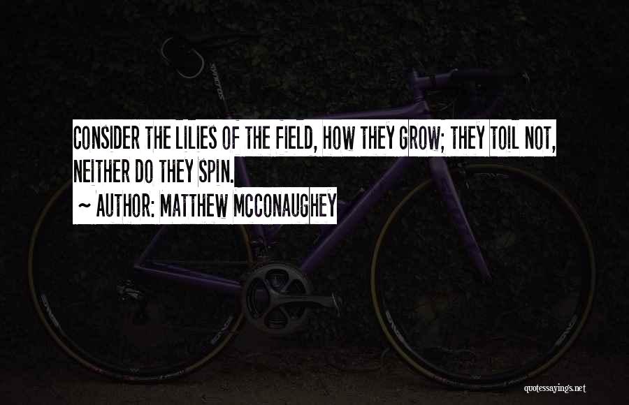 Matthew McConaughey Quotes: Consider The Lilies Of The Field, How They Grow; They Toil Not, Neither Do They Spin.