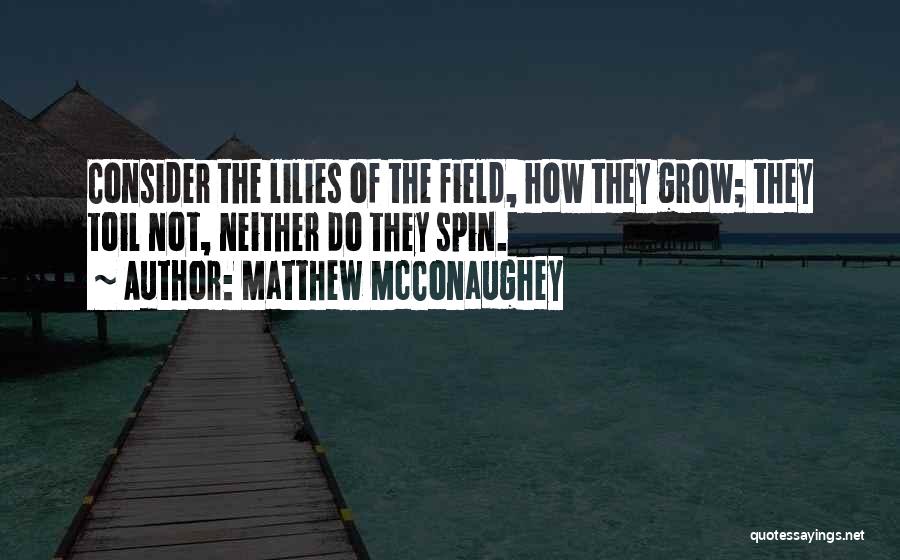 Matthew McConaughey Quotes: Consider The Lilies Of The Field, How They Grow; They Toil Not, Neither Do They Spin.