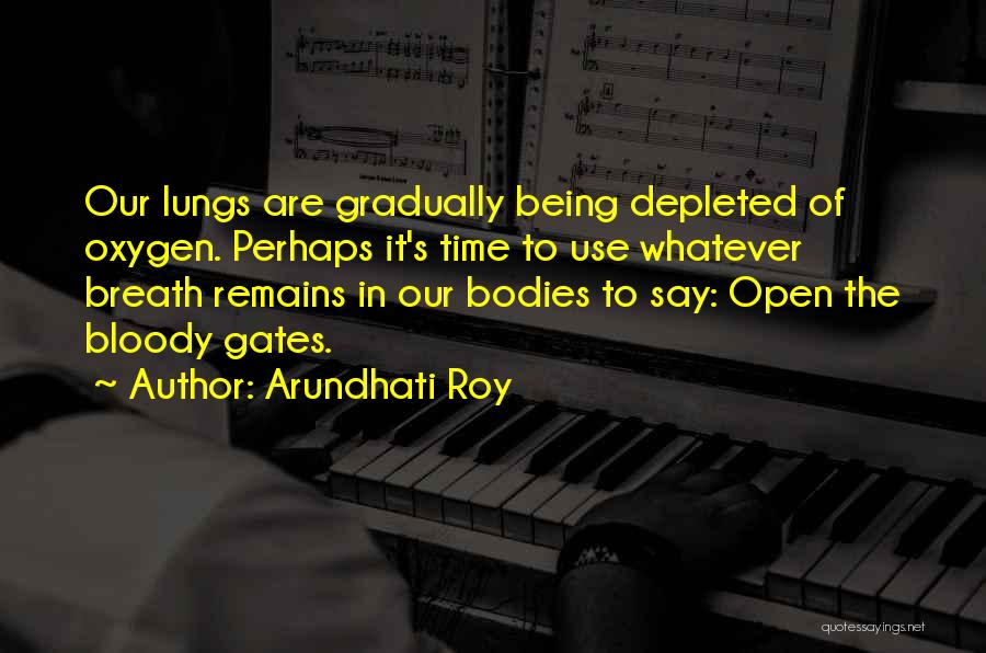 Arundhati Roy Quotes: Our Lungs Are Gradually Being Depleted Of Oxygen. Perhaps It's Time To Use Whatever Breath Remains In Our Bodies To