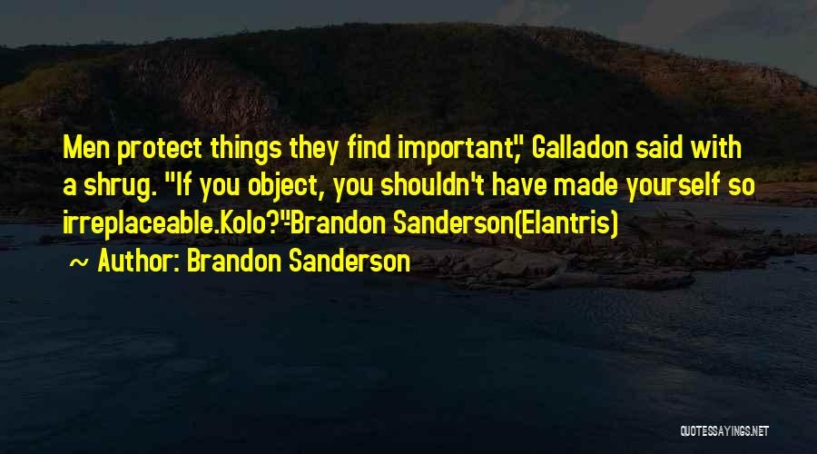 Brandon Sanderson Quotes: Men Protect Things They Find Important, Galladon Said With A Shrug. If You Object, You Shouldn't Have Made Yourself So