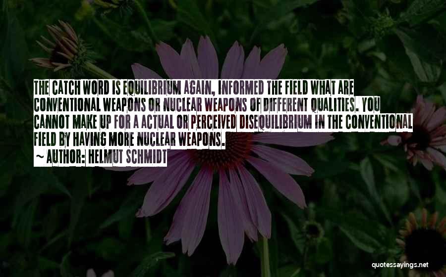 Helmut Schmidt Quotes: The Catch Word Is Equilibrium Again, Informed The Field What Are Conventional Weapons Or Nuclear Weapons Of Different Qualities. You