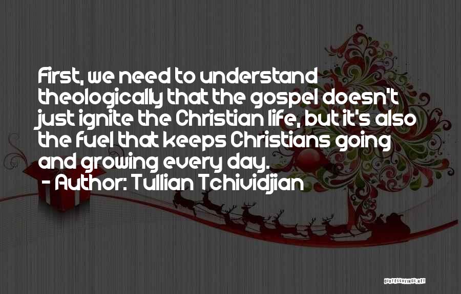 Tullian Tchividjian Quotes: First, We Need To Understand Theologically That The Gospel Doesn't Just Ignite The Christian Life, But It's Also The Fuel