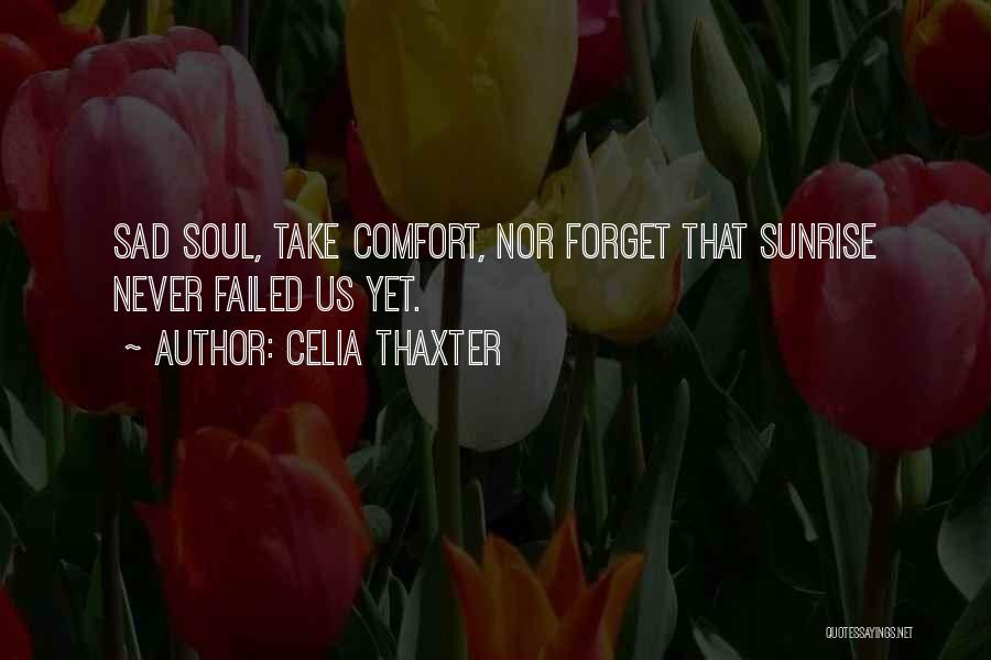 Celia Thaxter Quotes: Sad Soul, Take Comfort, Nor Forget That Sunrise Never Failed Us Yet.