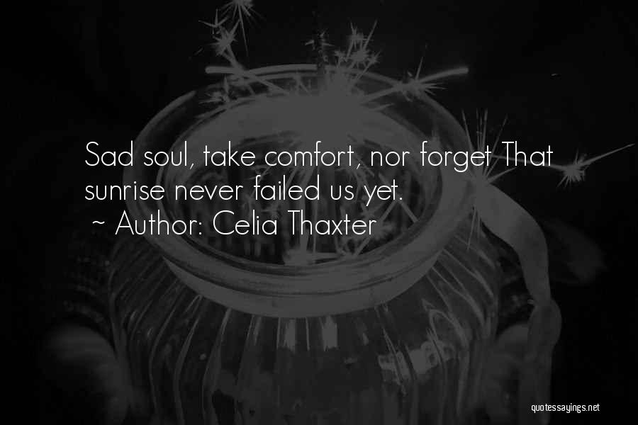 Celia Thaxter Quotes: Sad Soul, Take Comfort, Nor Forget That Sunrise Never Failed Us Yet.
