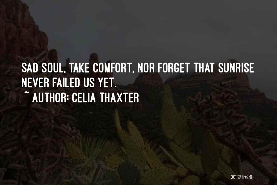 Celia Thaxter Quotes: Sad Soul, Take Comfort, Nor Forget That Sunrise Never Failed Us Yet.