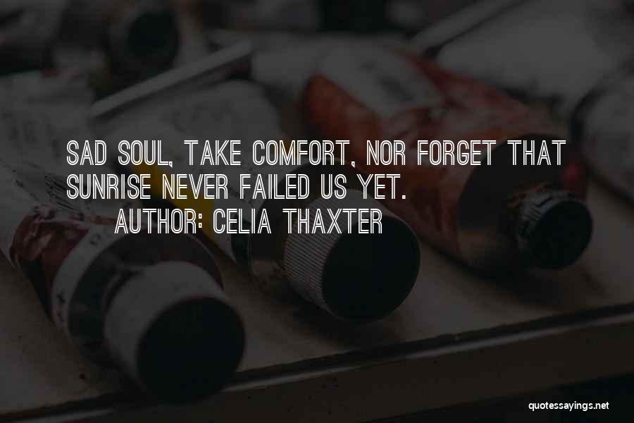 Celia Thaxter Quotes: Sad Soul, Take Comfort, Nor Forget That Sunrise Never Failed Us Yet.