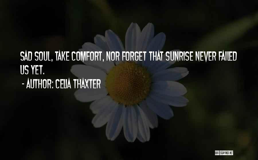 Celia Thaxter Quotes: Sad Soul, Take Comfort, Nor Forget That Sunrise Never Failed Us Yet.