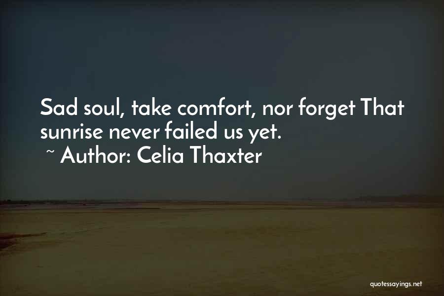 Celia Thaxter Quotes: Sad Soul, Take Comfort, Nor Forget That Sunrise Never Failed Us Yet.