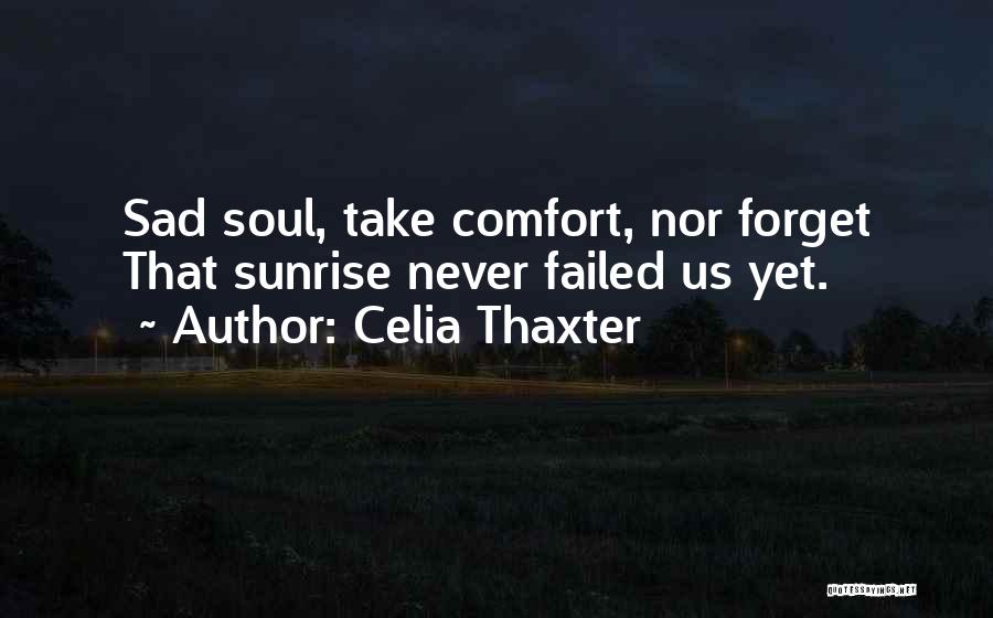 Celia Thaxter Quotes: Sad Soul, Take Comfort, Nor Forget That Sunrise Never Failed Us Yet.
