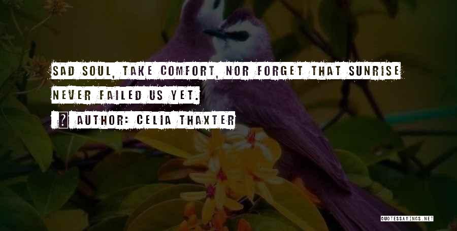 Celia Thaxter Quotes: Sad Soul, Take Comfort, Nor Forget That Sunrise Never Failed Us Yet.