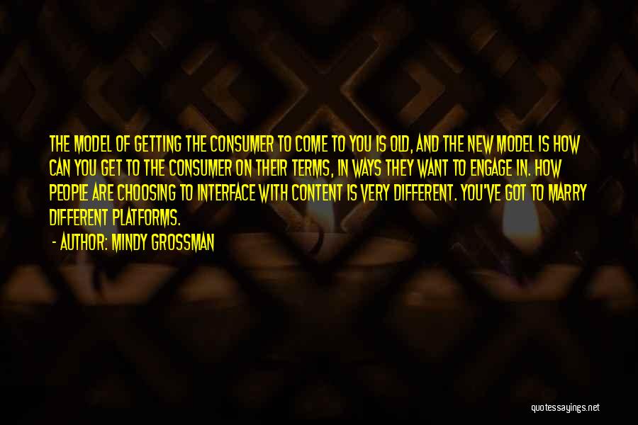 Mindy Grossman Quotes: The Model Of Getting The Consumer To Come To You Is Old, And The New Model Is How Can You