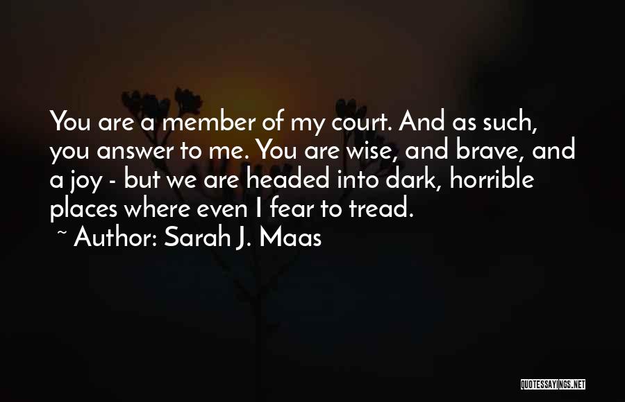 Sarah J. Maas Quotes: You Are A Member Of My Court. And As Such, You Answer To Me. You Are Wise, And Brave, And