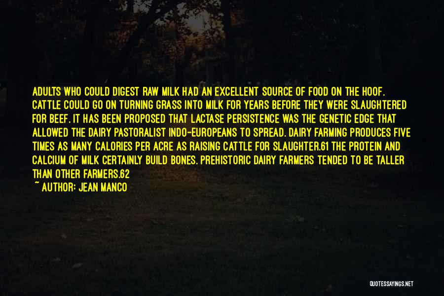 Jean Manco Quotes: Adults Who Could Digest Raw Milk Had An Excellent Source Of Food On The Hoof. Cattle Could Go On Turning