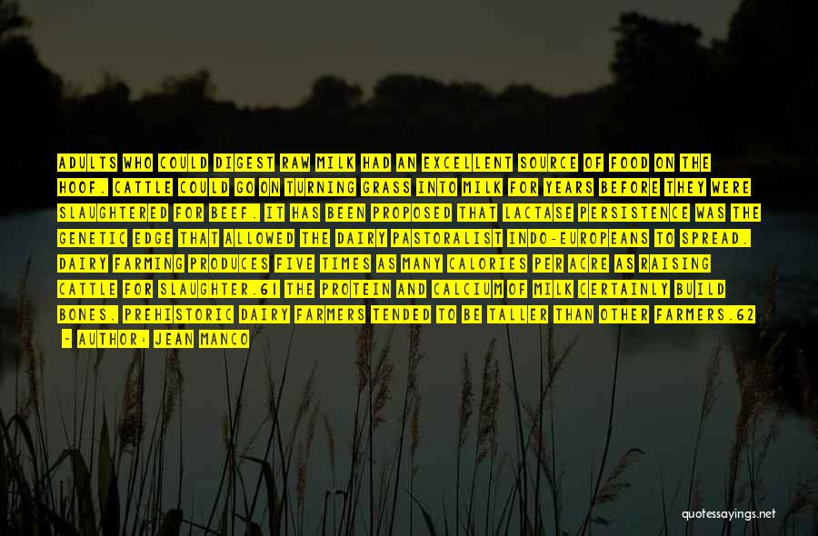 Jean Manco Quotes: Adults Who Could Digest Raw Milk Had An Excellent Source Of Food On The Hoof. Cattle Could Go On Turning