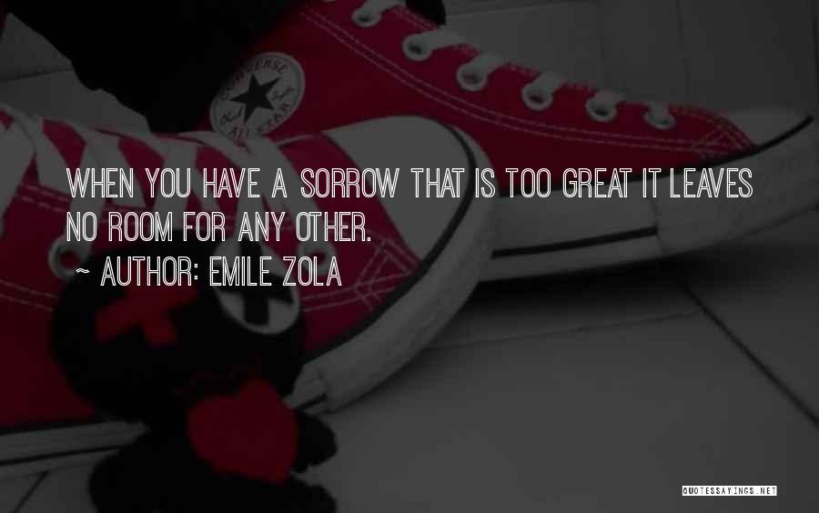 Emile Zola Quotes: When You Have A Sorrow That Is Too Great It Leaves No Room For Any Other.