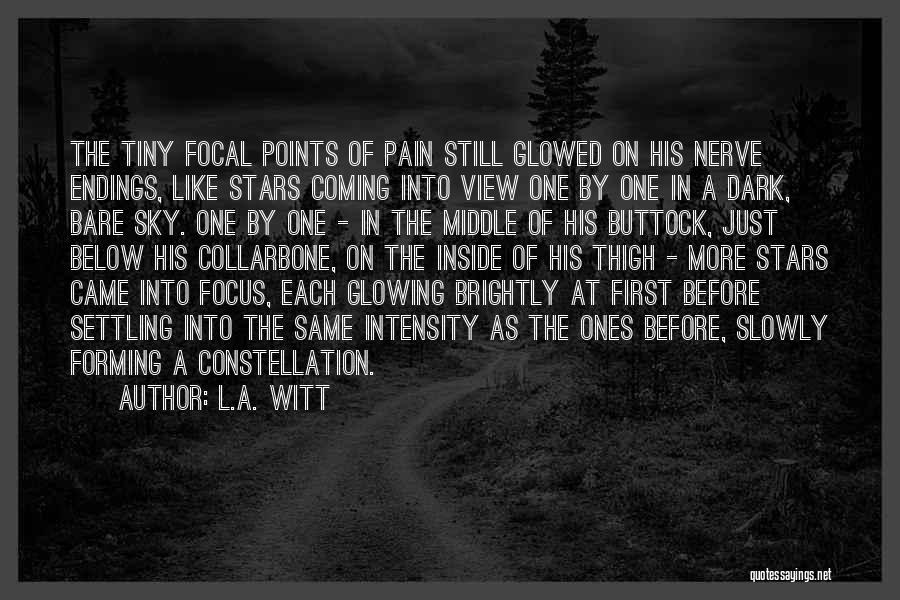 L.A. Witt Quotes: The Tiny Focal Points Of Pain Still Glowed On His Nerve Endings, Like Stars Coming Into View One By One