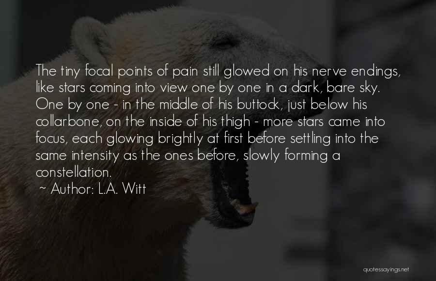 L.A. Witt Quotes: The Tiny Focal Points Of Pain Still Glowed On His Nerve Endings, Like Stars Coming Into View One By One