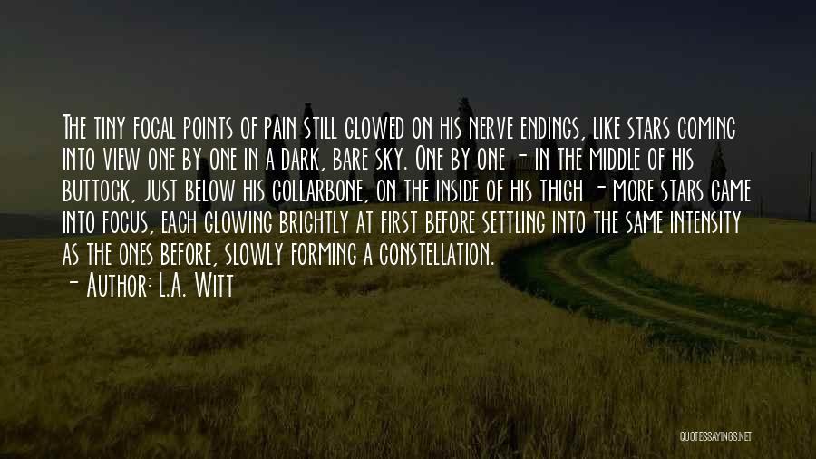 L.A. Witt Quotes: The Tiny Focal Points Of Pain Still Glowed On His Nerve Endings, Like Stars Coming Into View One By One