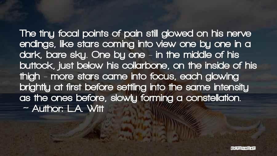 L.A. Witt Quotes: The Tiny Focal Points Of Pain Still Glowed On His Nerve Endings, Like Stars Coming Into View One By One