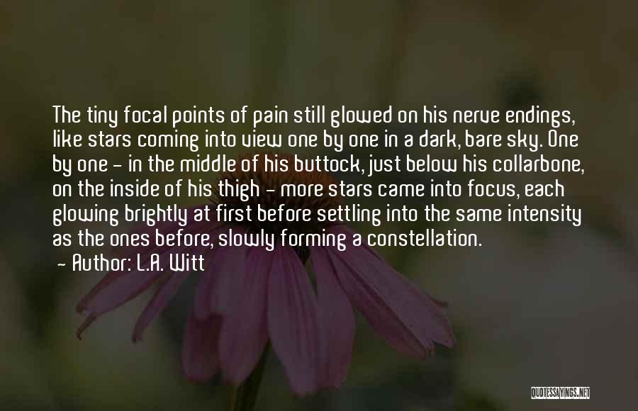 L.A. Witt Quotes: The Tiny Focal Points Of Pain Still Glowed On His Nerve Endings, Like Stars Coming Into View One By One