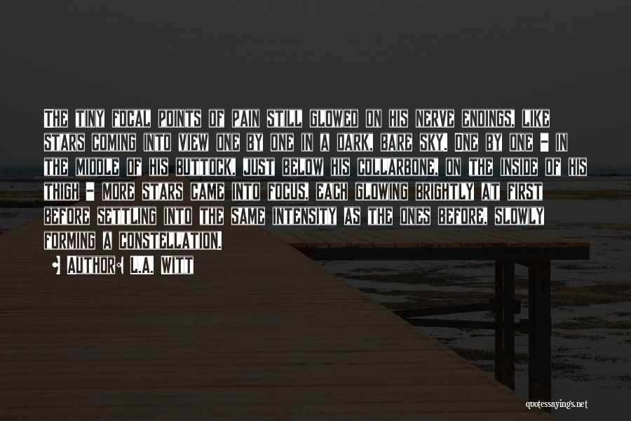 L.A. Witt Quotes: The Tiny Focal Points Of Pain Still Glowed On His Nerve Endings, Like Stars Coming Into View One By One