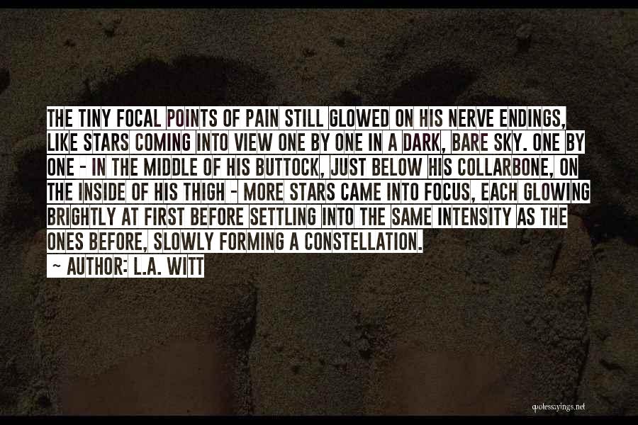 L.A. Witt Quotes: The Tiny Focal Points Of Pain Still Glowed On His Nerve Endings, Like Stars Coming Into View One By One