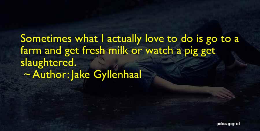 Jake Gyllenhaal Quotes: Sometimes What I Actually Love To Do Is Go To A Farm And Get Fresh Milk Or Watch A Pig